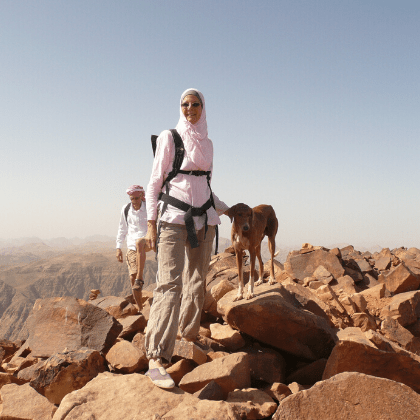 Mountain climbing Jordan, Um Addami, Burda bridge. Jordan Desert Journeys