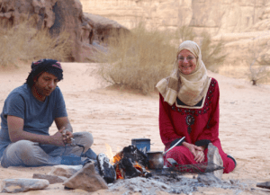 Abdullah and Brenda, coffee and tea ready to serve